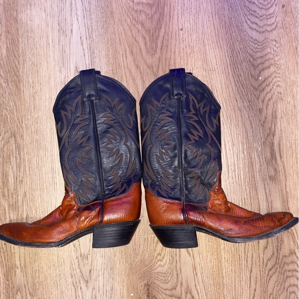 justins two toned lizard skin cowboy boots